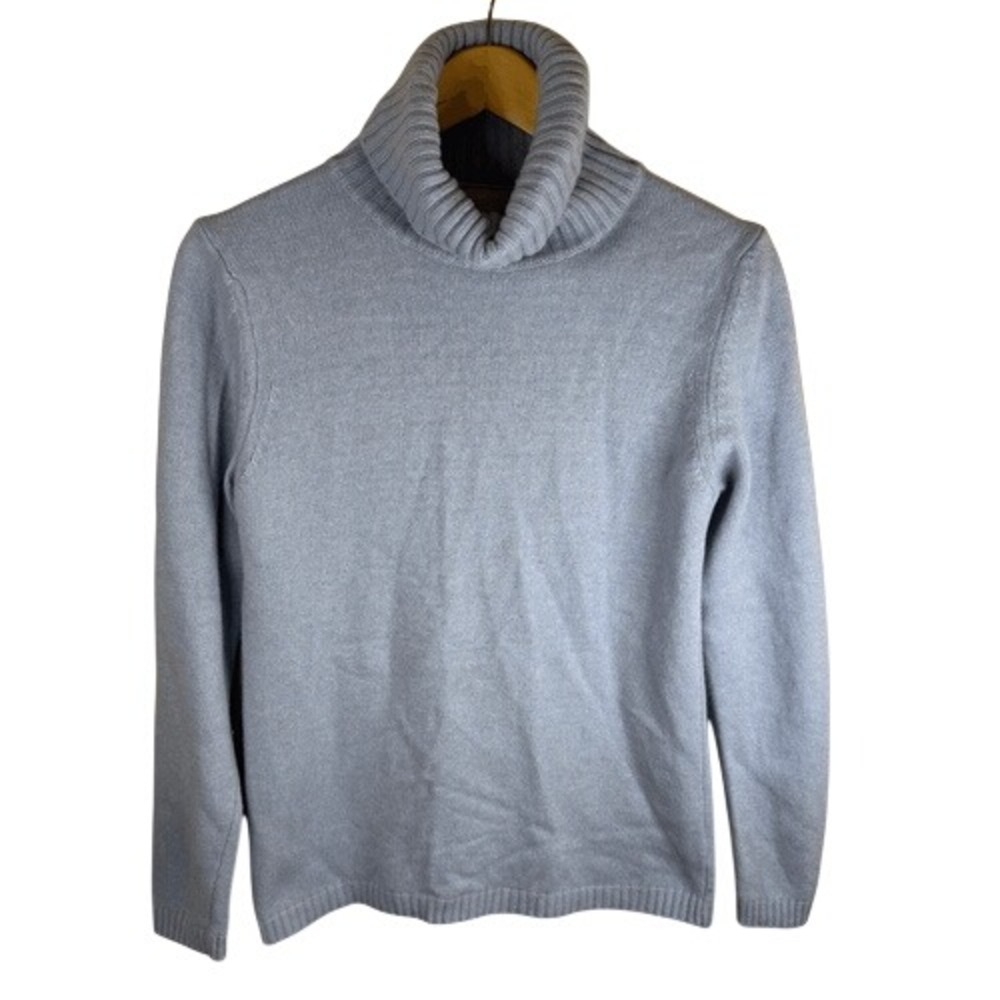 Benedetta‎ B Womens Wool Cashmere Size Large Light Blue Turtleneck Knit Sweater